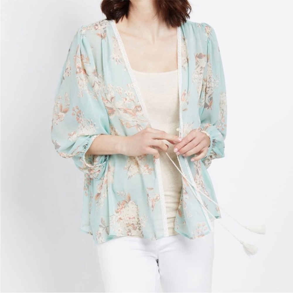 Motherhood Maternity Floral Print Kimono Blouse Size small/medium